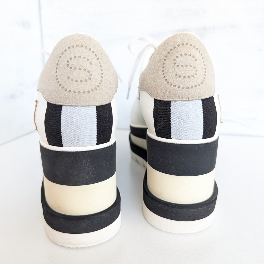 Stella McCartney White Black Cream Platform Sneakers - Picture 5 of 16